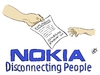 Cartoon: Nokia (small) by Paolo Calleri tagged nokia,ulm,standort,entwicklung,beschäftigte,handy,finnland,finnisch,verlust,entwicklungszentrum,innovation,einstiegshandys,schließung,konzern,kündigungen,weltweit,stellenabbau,hersteller,firmenlogo