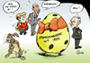 Cartoon: Osterüberraschung (small) by Paolo Calleri tagged schweiz,lausanne,atomabkommen,uran,zentrifugen,deutschland,eu,usa,iran,urananreicherung,israel,benjamin,netanjahu,barack,obama,angela,merkel,kritik,atombombe,sanktionen,atomprogramm,ostern,2015,karikatur,cartoon,paolo,calleri