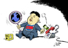 Cartoon: Rassel (small) by Paolo Calleri tagged nordkorea,pjoengjang,kim,jong,un,regime,erstschlag,atombombe,drohung,usa,uno,sanktionen,suedkorea,seoul,heisser,draht,nichtangriffpakt,abkommen,entspannung,drohungen,aussoehungsvertrag,atomschlag,waffenstillstandsabkommen,strafmassnahmen,karikatur,paolo