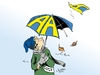 Cartoon: Rauer Wind (small) by Paolo Calleri tagged ratingagentur,efsf,herabstufung,aaa,aa,plus,rettungsschirm,rettungsfonds,bonität,standard,and,poors,brüssel,europa,eu,eurozone,euro,kreditwürdigkeit,bestnote,schuldenkrise,finanzkrise