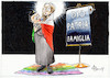 Cartoon: Schwarze Madonna (small) by Paolo Calleri tagged eu,italien,regierung,meloni,familie,familienpolitik,lgbtq,queer,geburtsurkunden,eltern,paare,gleichgeschlechtlich,faschismus,karikatur,cartoon,paolo,calleri