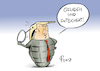 Cartoon: Sprengkopf (small) by Paolo Calleri tagged usa,nordkorea,präsident,donald,trump,kim,jong,un,militär,militärschlag,atomraketen,atomschlag,drohungen,provokationen,waffen,krieg,konflikt,eskalation,karikatur,cartoon,paolo,calleri