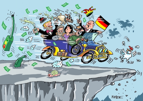 Cartoon: Abgrundtiefes (medium) by RABE tagged ampelregierung,scholz,spd,grüne,fdp,lindner,kinder,kindergrundsicherung,rabe,ralf,böhme,cartoon,karikatur,pressezeichnung,farbcartoon,tagescartoon,hausmeister,ohren,zähne,haushaltssperre,schuldenbremse,energiepreisbremse,gaspreisbremse,strompreisbremse,habeck,bvg,haushaltsurteil,abgrund,auto,oldtimer,raser,hühner,ampelgestell,ampelregierung,scholz,spd,grüne,fdp,lindner,kinder,kindergrundsicherung,rabe,ralf,böhme,cartoon,karikatur,pressezeichnung,farbcartoon,tagescartoon,hausmeister,ohren,zähne,haushaltssperre,schuldenbremse,energiepreisbremse,gaspreisbremse,strompreisbremse,habeck,bvg,haushaltsurteil,abgrund,auto,oldtimer,raser,hühner,ampelgestell