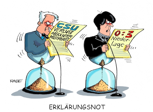 Cartoon: Ablauftraining (medium) by RABE tagged markus,söder,csu,bayern,münchen,landesvorsitzender,horst,seehofer,merkel,cdu,union,streit,unionstreit,asylstreit,ultimatum,grenze,zurückweisung,flüchtlinge,grenzkontrollen,landtagswahlen,mehrheit,rücktritt,niederlage,wahlschlappe,löw,bundestrainer,fußball,niederlande,verlierer,sanduhr,regierungszeit,bebeb,ablauf,markus,söder,csu,bayern,münchen,landesvorsitzender,horst,seehofer,merkel,cdu,union,streit,unionstreit,asylstreit,ultimatum,grenze,zurückweisung,flüchtlinge,grenzkontrollen,landtagswahlen,mehrheit,rücktritt,niederlage,wahlschlappe,löw,bundestrainer,fußball,niederlande,verlierer,sanduhr,regierungszeit,bebeb,ablauf