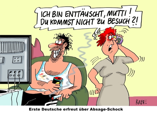 Cartoon: Absageschock (medium) by RABE tagged absage,schock,terrorwarnung,hannover,fußballstadion,länderspiel,islamisten,is,polizei,sprengstoffanschlag,rabe,ralf,böhme,cartoon,karikatur,pressezeichnung,farbcartoon,tagescartoon,mann,frau,schwiegermutter,besuch,absage,schock,terrorwarnung,hannover,fußballstadion,länderspiel,islamisten,is,polizei,sprengstoffanschlag,rabe,ralf,böhme,cartoon,karikatur,pressezeichnung,farbcartoon,tagescartoon,mann,frau,schwiegermutter,besuch