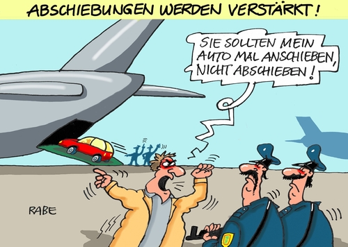 Cartoon: Abschiebung nochmal (medium) by RABE tagged transall,transallmaschine,bundeswehr,transportmaschine,airline,abschiebung,flüchtlinge,rabe,ralf,böhme,cartoon,karikatur,pressezeichnung,farbcartoon,tagescartoon,asylverfahren,flüchtlingskrise,transall,transallmaschine,bundeswehr,transportmaschine,airline,abschiebung,flüchtlinge,rabe,ralf,böhme,cartoon,karikatur,pressezeichnung,farbcartoon,tagescartoon,asylverfahren,flüchtlingskrise