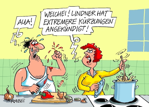 Cartoon: Abschnittsbevollmächtigter (medium) by RABE tagged olaf,scholz,bundeskanzler,ankündigung,zeitenwende,ergebnisse,opposition,union,rabe,ralf,böhme,cartoon,karikatur,pressezeichnung,farbcartoon,tagescartoon,kluft,spalt,brücke,ampel,ampelregierung,haushalt,lindner,fdp,kürzungen,haushaltsplan,etat,defizit,länder,bund,flüchtlinge,unterstützung,ehepaar,mann,frau,küche,schneidbrett,gemüse,finger,zeigefinger,blut,unfall,olaf,scholz,bundeskanzler,ankündigung,zeitenwende,ergebnisse,opposition,union,rabe,ralf,böhme,cartoon,karikatur,pressezeichnung,farbcartoon,tagescartoon,kluft,spalt,brücke,ampel,ampelregierung,haushalt,lindner,fdp,kürzungen,haushaltsplan,etat,defizit,länder,bund,flüchtlinge,unterstützung,ehepaar,mann,frau,küche,schneidbrett,gemüse,finger,zeigefinger,blut,unfall