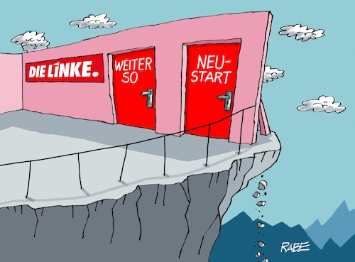 Cartoon: Absturz (medium) by RABE tagged linke,oskar,lafontaine,wagenknecht,austritt,parteiaustritt,rabe,ralf,böhme,cartoon,karikatur,pressezeichnung,farbcartoon,tagescartoon,korridor,türe,flucht,wissler,hennig,wellsow,blumenwurf,abgrund,tür,neuaufstellung,doppelspitze,linke,oskar,lafontaine,wagenknecht,austritt,parteiaustritt,rabe,ralf,böhme,cartoon,karikatur,pressezeichnung,farbcartoon,tagescartoon,korridor,türe,flucht,wissler,hennig,wellsow,blumenwurf,abgrund,tür,neuaufstellung,doppelspitze