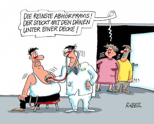 Cartoon: Ärztliches (medium) by RABE tagged nsa,geheimdienst,spione,abhörskandal,abhörpraxis,spitzenpolitiker,rabe,ralf,böhme,cartoon,karikatur,pressezeichnung,farbcartoon,tagescartoon,arzt,arztpraxis,stetoskop,nsa,geheimdienst,spione,abhörskandal,abhörpraxis,spitzenpolitiker,rabe,ralf,böhme,cartoon,karikatur,pressezeichnung,farbcartoon,tagescartoon,arzt,arztpraxis,stetoskop