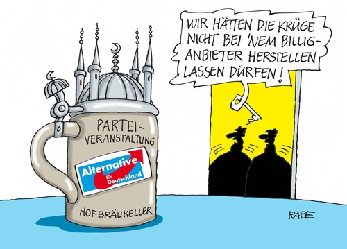 Cartoon: AfD Hofbräukeller (medium) by RABE tagged thüringen,afd,björn,höcke,landesregierung,kandidatur,bundestagswahl,mandat,rabe,ralf,böhme,cartoon,karikatur,pressezeichnung,farbcartoon,tagescartoon,chef,petry,parteiveranstaltung,islam,muslime,moscheen,minarett,hofbräuhaus,münchen,hofbräukelle,bierkrug,maßkrug,afd,thüringen,björn,höcke,landesregierung,kandidatur,bundestagswahl,mandat,rabe,ralf,böhme,cartoon,karikatur,pressezeichnung,farbcartoon,tagescartoon,chef,petry,parteiveranstaltung,islam,muslime,moscheen,minarett,hofbräuhaus,münchen,hofbräukelle,bierkrug,maßkrug