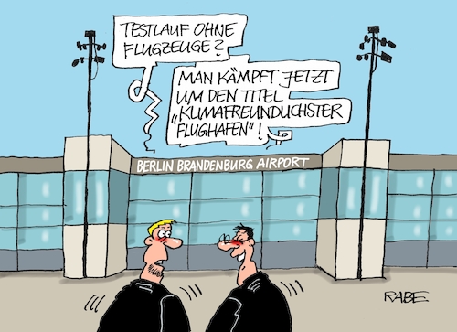 Cartoon: Airporttest Air Berlin (medium) by RABE tagged klimawandel,umwelt,umweltministerin,schulze,sp,klimapreis,heizung,auto,rabe,ralf,böhme,cartoon,karikatur,pressezeichnung,farbcartoon,tagescartoon,brücke,bettler,verkehr,klimaprämie,friday,for,future,airport,flughafen,flugzeuge,air,berlin,brandenbutg,test,testlauf,tüv,abnahme,klimawandel,umwelt,umweltministerin,schulze,sp,klimapreis,heizung,auto,rabe,ralf,böhme,cartoon,karikatur,pressezeichnung,farbcartoon,tagescartoon,brücke,bettler,verkehr,klimaprämie,friday,for,future,airport,flughafen,flugzeuge,air,berlin,brandenbutg,test,testlauf,tüv,abnahme