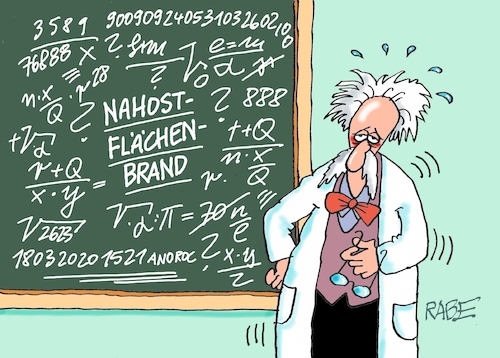 Cartoon: Albert Einstein (medium) by RABE tagged israel,palästina,palästinenser,iran,flächenbrand,drohnenangriff,eskalation,rabe,ralf,böhme,cartoon,karikatur,pressezeichnung,farbcartoon,tagescartoon,feuerlöscher,feuerwehr,hydrant,flammen,öl,oel,albert,einstein,formel,lösungsweg,relativitätstheorie,baerbock,cameron,israel,palästina,palästinenser,iran,flächenbrand,drohnenangriff,eskalation,rabe,ralf,böhme,cartoon,karikatur,pressezeichnung,farbcartoon,tagescartoon,feuerlöscher,feuerwehr,hydrant,flammen,öl,oel,albert,einstein,formel,lösungsweg,relativitätstheorie,baerbock,cameron