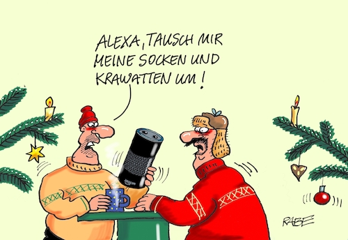 Cartoon: Alexa tauscht (medium) by RABE tagged weihnachten,weihnachtsmann,nikolaus,nikolaustag,stiefel,nikolausstiefelmichel,cartoon,karikatur,pressezeichnung,farbcartoon,tagescartoon,rute,besen,geschenke,dezember,umtausch,rückgabe,geschenkeumtausch,geschenkerücknahme,alex,hilfe,amazon,internet,ki,weihnachten,weihnachtsmann,nikolaus,nikolaustag,stiefel,nikolausstiefelmichel,cartoon,karikatur,pressezeichnung,farbcartoon,tagescartoon,rute,besen,geschenke,dezember,umtausch,rückgabe,geschenkeumtausch,geschenkerücknahme,alex,hilfe,amazon,internet,ki