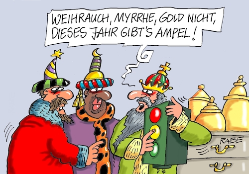 Cartoon: Ampelgeburt (medium) by RABE tagged ampel,regierungsbildung,koalitionsverhandlungen,spd,grüne,fdp,baerbock,habeck,lindner,scholz,kanzler,ministerposten,rabe,ralf,böhme,cartoon,karikatur,pressezeichnung,farbcartoon,tagescartoon,ampelkoalition,nikolaus,weihnachten,myrrhe,gold,weihrauch,könige,jesuskind,ampel,regierungsbildung,koalitionsverhandlungen,spd,grüne,fdp,baerbock,habeck,lindner,scholz,kanzler,ministerposten,rabe,ralf,böhme,cartoon,karikatur,pressezeichnung,farbcartoon,tagescartoon,ampelkoalition,nikolaus,weihnachten,myrrhe,gold,weihrauch,könige,jesuskind