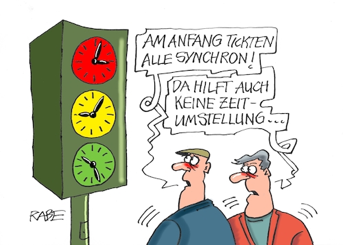 Cartoon: Ampeluhr (medium) by RABE tagged zeit,zeitumstellung,uhrenumstellung,zeitenwende,sommerzeit,winterzeit,wochenende,rabe,ralf,böhme,cartoon,karikatur,pressezeichnung,farbcartoon,tagescartoon,zifferblatt,zeiger,ampel,ampelregierung,einigkeit,synchronisation,rot,grün,geld,fdb,spd,grüne,zeit,zeitumstellung,uhrenumstellung,zeitenwende,sommerzeit,winterzeit,wochenende,rabe,ralf,böhme,cartoon,karikatur,pressezeichnung,farbcartoon,tagescartoon,zifferblatt,zeiger,ampel,ampelregierung,einigkeit,synchronisation,rot,grün,geld,fdb,spd,grüne