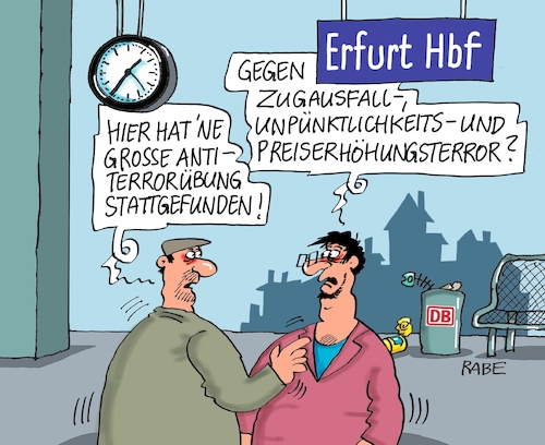 Cartoon: Antiterroreinsatz (medium) by RABE tagged terror,telefon,telefonterror,anrufe,rabe,ralf,böhme,cartoon,karikatur,pressezeichnung,farbcartoon,tagescartoon,antiterror,antiterroreinsatz,thüringen,erfurt,hauptbahnhof,spezialkräfte,übung,einsatzleitung,bahn,unpünktlichkeit,verspätung,preiserhöhung,fahrpreise,antiterroreinheit,terror,telefon,telefonterror,anrufe,rabe,ralf,böhme,cartoon,karikatur,pressezeichnung,farbcartoon,tagescartoon,antiterror,antiterroreinsatz,thüringen,erfurt,hauptbahnhof,spezialkräfte,übung,einsatzleitung,bahn,unpünktlichkeit,verspätung,preiserhöhung,fahrpreise,antiterroreinheit