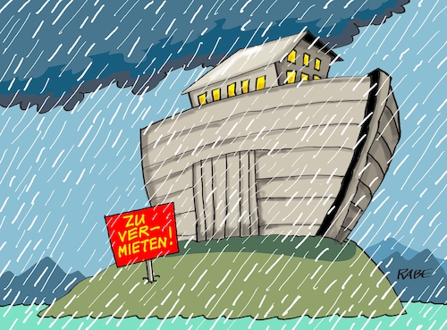 Cartoon: Arche (medium) by RABE tagged regen,dauerregen,regenschauer,hochwasser,überflutung,überschwemmung,rabe,ralf,böhme,cartoon,karikatur,pressezeichnung,farbcartoon,tagescartoon,notlage,arche,noah,sintflut,vermietung,bibel,regen,dauerregen,regenschauer,hochwasser,überflutung,überschwemmung,rabe,ralf,böhme,cartoon,karikatur,pressezeichnung,farbcartoon,tagescartoon,notlage,arche,noah,sintflut,vermietung,bibel