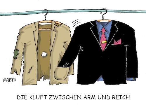 Cartoon: Arm Reich Kluft (medium) by RABE tagged arm,reich,kluft,schere,unterschiede,betuchte,rabe,ralf,böhme,cartoon,karikatur,pressezeichnung,farbcartoon,tagescartoon,jacket,anzug,tasche,millionäre,kleiderbügel,sozialhilfe,einkommensschere,einkommen,einkommenskluft,deutschland,wohlstand,wohlhabende,einkommensschwache,familien,arm,reich,kluft,schere,unterschiede,betuchte,rabe,ralf,böhme,cartoon,karikatur,pressezeichnung,farbcartoon,tagescartoon,jacket,anzug,tasche,millionäre,kleiderbügel,sozialhilfe,einkommensschere,einkommen,einkommenskluft,deutschland,wohlstand,wohlhabende,einkommensschwache,familien