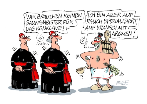 Cartoon: Aromakonklave (medium) by RABE tagged papst,kkonklave,petersdom,vatikan,tod,zeremonie,bischof,päpste,rabe,ralf,böhme,cartoon,karikatur,pressezeichnung,farbcartoon,tagescartoon,sauna,saunameister,aufguß,qualm,rauch,aroma,bestattung,grab,papstwahl,papst,kkonklave,petersdom,vatikan,tod,zeremonie,bischof,päpste,rabe,ralf,böhme,cartoon,karikatur,pressezeichnung,farbcartoon,tagescartoon,sauna,saunameister,aufguß,qualm,rauch,aroma,bestattung,grab,papstwahl