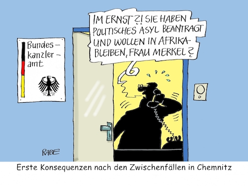 Cartoon: Asylantrag (medium) by RABE tagged chemnitz,sachsen,aufmarsch,demo,rabe,ralf,böhme,cartoon,karikatur,pressezeichnung,farbcartoon,tagescartoon,dresden,polizei,merkel,weg,dienstreise,westafrika,asyl,asylantrag,ausreise,chemnitz,sachsen,aufmarsch,demo,rabe,ralf,böhme,cartoon,karikatur,pressezeichnung,farbcartoon,tagescartoon,dresden,polizei,merkel,weg,dienstreise,westafrika,asyl,asylantrag,ausreise