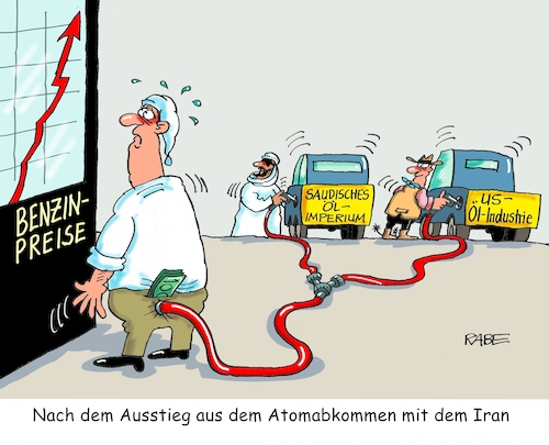 Cartoon: Atomausstieg (medium) by RABE tagged donald,trump,usa,us,president,washington,botschaften,länder,hauptstädte,rabe,ralf,böhme,cartoon,karikatur,pressezeichnung,farbcartoon,tagescartoon,iran,atomvetrag,uran,atomüberwachung,ausstieg,kündigung,bürger,michel,steuerzahler,geld,tanken,ölmultis,ölimperium,saudis,amerika,ölbosse,donald,trump,usa,us,president,washington,botschaften,länder,hauptstädte,rabe,ralf,böhme,cartoon,karikatur,pressezeichnung,farbcartoon,tagescartoon,iran,atomvetrag,uran,atomüberwachung,ausstieg,kündigung,bürger,michel,steuerzahler,geld,tanken,ölmultis,ölimperium,saudis,amerika,ölbosse