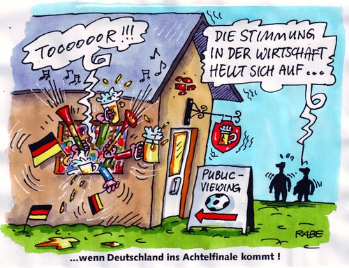 Cartoon: Aufgehellte Wirtschaft (medium) by RABE tagged fußball,wm,damenfußball,frauenfußball,deutschland,fußballstadion,rasen,spilefeld,tor,schiedsrichre,pokal,achtelfinale,endspiel,publiviewing,wirtschaft,stimmung,aufhellung,konjunktur,aufschwung,euro,krise,eu,kneipe,gastwirtschaft,biergarten,leinwand,linienricher,abseits,elfmeter,strafstoß,mannschaftskapitän,viertelfinale,trainer,trainerbank,auswechselspieler,abseitsfalle,handspiel,vuvuzela,tute,deutschlandflagge,rassel,ratsche,fanartikel,fanschal,fankurve,hooligans,fußball,wm,frauenfußball,deutschland,fußballstadion,rasen,spilefeld,schiedsrichre,weltmeisterschaft,frauenfussball,frauenwm