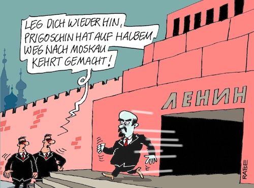 Cartoon: Aufgeweckter Bursche (medium) by RABE tagged prigoschin,wagner,wagnersöldner,wagnergruppe,aufstand,vormarsch,moskau,lenin,mausoleum,rabe,ralf,böhme,cartoon,karikatur,pressezeichnung,farbcartoon,tagescartoon,putin,kreml,russland,söldner,belarus,rückzug,meuterei,prigoschin,wagner,wagnersöldner,wagnergruppe,aufstand,vormarsch,moskau,lenin,mausoleum,rabe,ralf,böhme,cartoon,karikatur,pressezeichnung,farbcartoon,tagescartoon,putin,kreml,russland,söldner,belarus,rückzug,meuterei