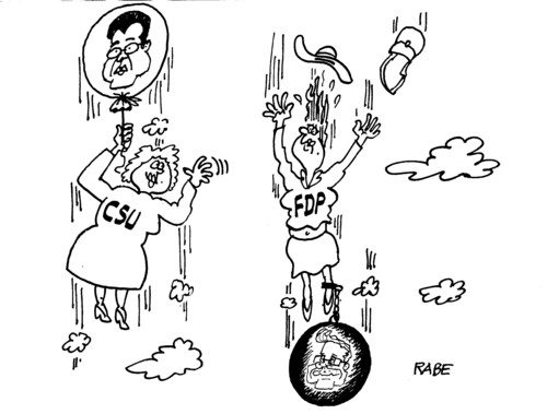 Cartoon: Aufwind (medium) by RABE tagged dreikönigstreffen,euro,fdp,csu,westerwelle,guttenberg,wildbad,kreuth,luftballon,fußfesselfrauen,wolken,himmel,parteitagung,klausurtagung,absturz,aufstieg,fall,parteivorsitz,seehofer,bayern,dreikönigstreffen,guido westerwelle,vogelscheuche,fdp,partei,vorsitzender,kritik,umfrage,ablehnung,guido,westerwelle