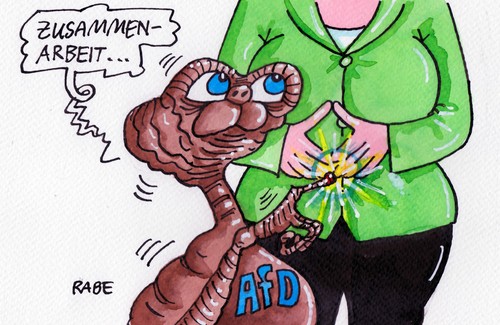 Cartoon: Außerirdisches (medium) by RABE tagged cdu,merkel,kanzlerin,union,afd,alternative,für,deutschland,antieuropartei,antieuropapartei,zusammenarbeit,lucke,euro,eurorettung,eurozone,brüssel,bundestagswahl,wähler,rabe,ralf,böhme,cartoon,karikatur,pressezeichnung,farbcartoon,et,außerirsche,steven,spielberg,usa,hollywood,spielfilm,extra,terrestrial,science,fiction,elliott,kalifornien,raumschiff,ufo,cdu,merkel,kanzlerin,union,afd,alternative,für,deutschland,antieuropartei,antieuropapartei,zusammenarbeit,lucke,euro,eurorettung,eurozone,brüssel,bundestagswahl,wähler,rabe,ralf,böhme,cartoon,karikatur,pressezeichnung,farbcartoon,et,außerirsche,steven,spielberg,usa,hollywood,spielfilm,extra,terrestrial,science,fiction,elliott,kalifornien,raumschiff,ufo