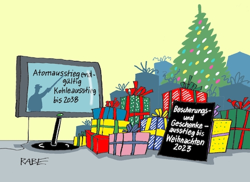 Cartoon: Ausstieg (medium) by RABE tagged weihnachten,weihnachtsfest,weihnachtsmann,weihnachtsmänner,bart,geschenkesack,rabe,ralf,böhme,cartoon,karikatur,pressezeichnung,farbcartoon,tagescartoon,weihnachtsgeschenke,geschenke,gedanken,atomaussteig,kohleaussteieg,weihnachten,weihnachtsfest,weihnachtsmann,weihnachtsmänner,bart,geschenkesack,rabe,ralf,böhme,cartoon,karikatur,pressezeichnung,farbcartoon,tagescartoon,weihnachtsgeschenke,geschenke,gedanken,atomaussteig,kohleaussteieg