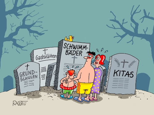 Cartoon: Bädersterben (medium) by RABE tagged merz,union,kanzler,fritze,koalition,spd,klingbeil,bundesregierung,rabe,ralf,böhme,cartoon,karikatur,pressezeichnung,farbcartoon,tagescartoon,trump,putin,krisen,tv,nachrichten,waschmaschine,bad,schwimmbad,sterben,bädersterben,einsparung,kosten,schulden,kommunen,nebenkosten,friedhof,familie,kind,schwimmring,ente,grab,merz,union,kanzler,fritze,koalition,spd,klingbeil,bundesregierung,rabe,ralf,böhme,cartoon,karikatur,pressezeichnung,farbcartoon,tagescartoon,trump,putin,krisen,tv,nachrichten,waschmaschine,bad,schwimmbad,sterben,bädersterben,einsparung,kosten,schulden,kommunen,nebenkosten,friedhof,familie,kind,schwimmring,ente,grab
