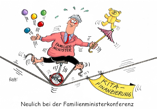 Cartoon: Balanceakt (medium) by RABE tagged schule,schüler,bildungsministerin,pisa,test,klassenzimmer,lehrer,rabe,ralf,böhme,cartoon,karikatur,pressezeichnung,farbcaroon,tagescartoon,telent,bildungsministerium,leistung,förderung,kindergärten,kita,kindertagesstätten,erzieherinnen,familienminister,familienministerkonferenz,seil,balance,akrobat,schule,schüler,bildungsministerin,pisa,test,klassenzimmer,lehrer,rabe,ralf,böhme,cartoon,karikatur,pressezeichnung,farbcaroon,tagescartoon,telent,bildungsministerium,leistung,förderung,kindergärten,kita,kindertagesstätten,erzieherinnen,familienminister,familienministerkonferenz,seil,balance,akrobat