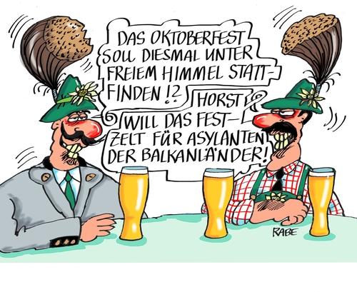 Cartoon: Balkanzelte (medium) by RABE tagged horst,seehofer,bayern,csu,asylanten,flüchtlinge,wirtschaftsflüchtlinge,notunterkünfte,balkan,balkanasylanten,zeltstadt,rabe,ralf,böhme,cartoon,karikatur,pressezeichnung,farbcartoon,tagescartoon,weissbier,oktoberfest,festzelt,münchen,horst,seehofer,bayern,csu,asylanten,flüchtlinge,wirtschaftsflüchtlinge,notunterkünfte,balkan,balkanasylanten,zeltstadt,rabe,ralf,böhme,cartoon,karikatur,pressezeichnung,farbcartoon,tagescartoon,weissbier,oktoberfest,festzelt,münchen