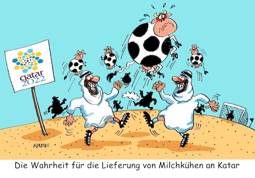 Cartoon: Ballaballa (medium) by RABE tagged katar,fußball,wm,scheichs,ölmultis,golfstaaten,wüste,tor,bälle,weltmeisterschaft,rabe,ralf,böhme,cartoon,karikatur,pressezeichnung,farbcartoon,tagescartoon,sand,wüstenstaat,milch,milchkühe,lieferung,deutschland,wirtschaftsminister,katar,fußball,wm,scheichs,ölmultis,golfstaaten,wüste,tor,bälle,weltmeisterschaft,rabe,ralf,böhme,cartoon,karikatur,pressezeichnung,farbcartoon,tagescartoon,sand,wüstenstaat,milch,milchkühe,lieferung,deutschland,wirtschaftsminister