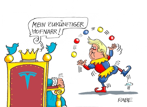 Cartoon: Ballaballaballa (medium) by RABE tagged twitter,musk,tesla,trump,rabe,ralf,böhme,cartoon,karikatur,pressezeichnung,farbcartoon,tagescartoon,donald,wahlkampf,könig,narr,hofnarr,thron,bälle,netzwerk,messangerdienste,facebook,instagram,internet,twitter,musk,tesla,trump,rabe,ralf,böhme,cartoon,karikatur,pressezeichnung,farbcartoon,tagescartoon,donald,wahlkampf,könig,narr,hofnarr,thron,bälle,netzwerk,messangerdienste,facebook,instagram,internet