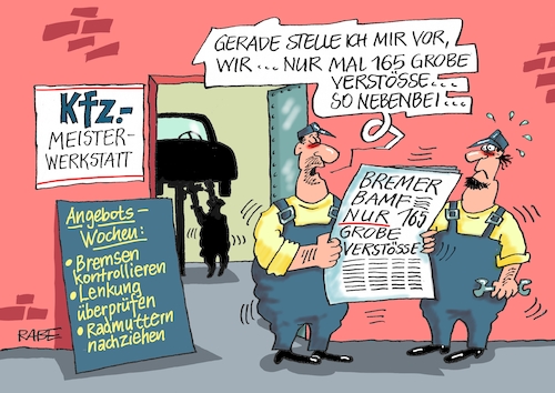 Cartoon: Bamfversagen III (medium) by RABE tagged ausländerbehörde,bamf,fingerabdruck,fingerabdrucknahme,lupe,zeichner,rabe,ralf,böhme,cartoon,karikatur,pressezeichnung,farbcartoon,tagescartoon,flüchtlinge,bewilligung,bewilligungsbescheid,lapalie,bremen,grob,verstösse,überprüfungen,migranten,migration,kfz,meisterbetreib,fehler,fehlersuche,überprüfung,kontrolle,sicherheit,werkstatt,pkw,tüv,bremsen,radmuttern,lenkung,mechaniker,ausländerbehörde,bamf,fingerabdruck,fingerabdrucknahme,lupe,zeichner,rabe,ralf,böhme,cartoon,karikatur,pressezeichnung,farbcartoon,tagescartoon,flüchtlinge,bewilligung,bewilligungsbescheid,lapalie,bremen,grob,verstösse,überprüfungen,migranten,migration,kfz,meisterbetreib,fehler,fehlersuche,überprüfung,kontrolle,sicherheit,werkstatt,pkw,tüv,bremsen,radmuttern,lenkung,mechaniker