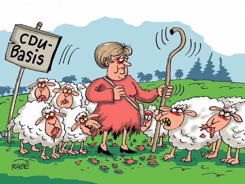 Cartoon: Basisschafe (medium) by RABE tagged merkel,kanzlerin,basis,cdu,schköditz,asylpaket,abschiebung,flüchtlinge,flüchtlingskrise,rabe,ralf,böhme,cartoon,karikatur,pressezeichnung,farbcartoon,tagescartoon,schafe,schäfer,schafherde,flüchtlingsunterkünfte,transitzone,seehofer,bundestag,merkel,kanzlerin,basis,cdu,schköditz,asylpaket,abschiebung,flüchtlinge,flüchtlingskrise,rabe,ralf,böhme,cartoon,karikatur,pressezeichnung,farbcartoon,tagescartoon,schafe,schäfer,schafherde,flüchtlingsunterkünfte,transitzone,seehofer,bundestag