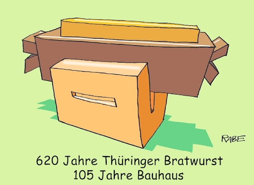 Cartoon: Bauhaus Bratwurst (medium) by RABE tagged bratwurst,wurst,roster,rostbratwurst,nürnberger,rabe,ralf,böhme,cartoon,karikatur,pressezeichnung,farbcartoon,tagescartoon,grill,holzkohle,senf,musical,theater,kultur,weimar,bauhaus,jubiläum,bratwurst,wurst,roster,rostbratwurst,nürnberger,rabe,ralf,böhme,cartoon,karikatur,pressezeichnung,farbcartoon,tagescartoon,grill,holzkohle,senf,musical,theater,kultur,weimar,bauhaus,jubiläum