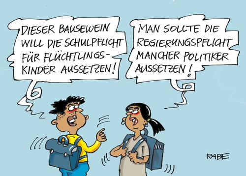 Cartoon: Bausewein muß pausieren (medium) by RABE tagged bausewein,spd,erfurt,bürgermeister,asylanten,flüchtlinge,schule,schulpflicht,aussetzung,rabe,ralf,böhme,cartoon,karikatur,pressezeichnung,farbcartoon,tagescartoon,flüchtlingsheim,asylantenheim,übergriffe,lehrer,schüler,bausewein,spd,erfurt,bürgermeister,asylanten,flüchtlinge,schule,schulpflicht,aussetzung,rabe,ralf,böhme,cartoon,karikatur,pressezeichnung,farbcartoon,tagescartoon,flüchtlingsheim,asylantenheim,übergriffe,lehrer,schüler