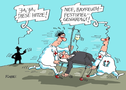 Cartoon: Bayreuthgeschädigt (medium) by RABE tagged bayreuth,franken,bayern,schaden,festspiele,wagner,parcivall,lohengrin,hügel,wagnerclan,rabe,ralf,böhme,cartoon,karikatur,pressezeichnung,farbcartoon,tagescartoon,rettungsdienst,notarzt,promis,merkel,söder,spahn,gottschalk,aufführung,schauspielhaus,hitze,wetter,sommer,hitzerekord,bayreuth,franken,bayern,schaden,festspiele,wagner,parcivall,lohengrin,hügel,wagnerclan,rabe,ralf,böhme,cartoon,karikatur,pressezeichnung,farbcartoon,tagescartoon,rettungsdienst,notarzt,promis,merkel,söder,spahn,gottschalk,aufführung,schauspielhaus,hitze,wetter,sommer,hitzerekord