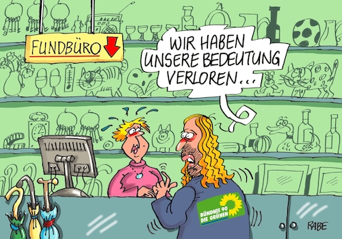 Cartoon: Bedeutungslosigkeit (medium) by RABE tagged grüne,hofreiter,göhring,eckhardt,özdemier,kanzlerkandidat,bundestagswahl,parteitag,bedeutung,bedeutungslosigkeit,rabe,ralf,böhme,cartoon,karikatur,pressezeichnung,farbcartoon,tagescartoon,fundbüro,grünenchef,parteiprogramm,obergrenze,flüchtlingskrise,opposition,grüne,hofreiter,göhring,eckhardt,özdemier,kanzlerkandidat,bundestagswahl,parteitag,bedeutung,bedeutungslosigkeit,rabe,ralf,böhme,cartoon,karikatur,pressezeichnung,farbcartoon,tagescartoon,fundbüro,grünenchef,parteiprogramm,obergrenze,flüchtlingskrise,opposition