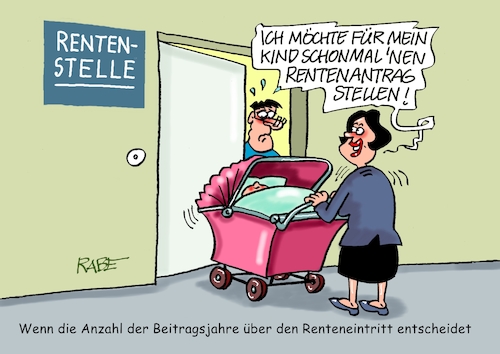 Cartoon: Beitragsjahre entscheiden (medium) by RABE tagged merz,union,kanzler,fritze,koalition,spd,klingbeil,bundesregierung,rabe,ralf,böhme,cartoon,karikatur,pressezeichnung,farbcartoon,tagescartoon,trump,putin,krisen,tv,nachrichten,waschmaschine,rente,rentenreform,rentenpaket,bärbel,bas,renteneintritt,renteneintrittsalter,rentenantrag,baby,fra,mutter,säugling,rentenstelle,merz,union,kanzler,fritze,koalition,spd,klingbeil,bundesregierung,rabe,ralf,böhme,cartoon,karikatur,pressezeichnung,farbcartoon,tagescartoon,trump,putin,krisen,tv,nachrichten,waschmaschine,rente,rentenreform,rentenpaket,bärbel,bas,renteneintritt,renteneintrittsalter,rentenantrag,baby,fra,mutter,säugling,rentenstelle