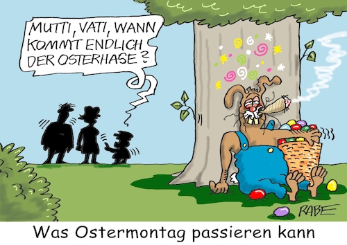 Cartoon: Bekiffte Ostern (medium) by RABE tagged osstern,osterhase,osterfest,ostereier,ostereiersuche,osterkorb,eier,familie,kinder,cartoon,rabe,ralf,böhme,karikatur,pressezeichnung,farbcartoon,tagescartoon,cannabis,cannabisgesetz,cannabislegalisierung,bundesrat,kiffer,hanf