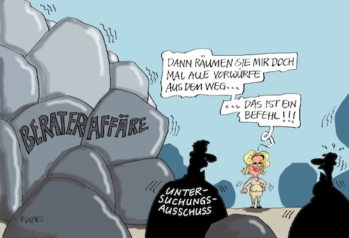 Cartoon: Berateraffäre (medium) by RABE tagged soldaten,bundeswehr,heer,ursula,usch,von,der,leyen,verteidigungsministerin,berater,beraterverträge,berateraffäre,rabe,ralf,böhme,cartoon,karikatur,pressezeichnung,farbcartoon,tagescartoon,felsen,steine,brocken,vorwürfe,weg,beseitigung,soldaten,bundeswehr,heer,ursula,usch,von,der,leyen,verteidigungsministerin,berater,beraterverträge,berateraffäre,rabe,ralf,böhme,cartoon,karikatur,pressezeichnung,farbcartoon,tagescartoon,felsen,steine,brocken,vorwürfe,weg,beseitigung