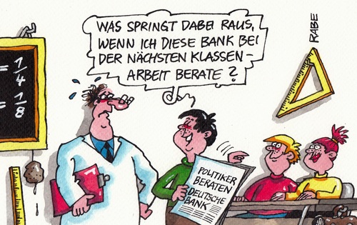 Cartoon: Beratertätigkeit (medium) by RABE tagged berater,beratertätigkeit,abgeordnete,politiker,beraterhonorar,rabe,ralf,böhme,cartoon,karikatur,pressezeichnung,fabcartoon,schule,schüler,klassenarbeit,bank,banken,geldinstitute,zweitverdienst,zusatzverdienst,berater,beratertätigkeit,abgeordnete,politiker,beraterhonorar,rabe,ralf,böhme,cartoon,karikatur,pressezeichnung,fabcartoon,schule,schüler,klassenarbeit,bank,banken,geldinstitute,zweitverdienst,zusatzverdienst