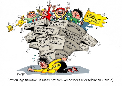 Cartoon: Bertelsmann Verarsche (medium) by RABE tagged bertelsmann,studie,kita,kindergarten,kinderkrippe,umfrage,erzieherinnen,fachkräfte,rabe,ralf,böhme,cartoon,karikatur,pressezeichnung,farbcartoon,tagescartoon,bildung,bildungsministerium,bildungsstandard,erzieherschlüssel,eltern,kinder,bertelsmann,studie,kita,kindergarten,kinderkrippe,umfrage,erzieherinnen,fachkräfte,rabe,ralf,böhme,cartoon,karikatur,pressezeichnung,farbcartoon,tagescartoon,bildung,bildungsministerium,bildungsstandard,erzieherschlüssel,eltern,kinder