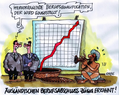 Cartoon: Berufsqualifikation (medium) by RABE tagged ausländische,ausbildungsabschlüsse,qualifikation