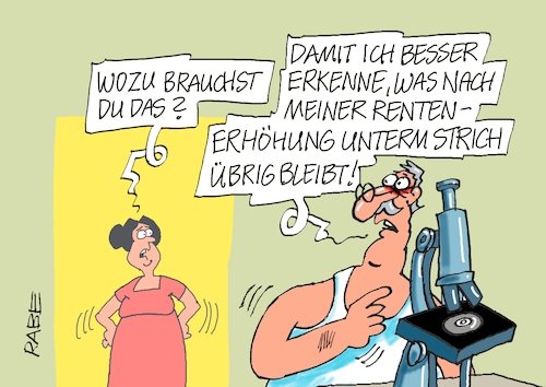 Cartoon: Betrachtungsweise (medium) by RABE tagged rente,rentner,entenerhöhung,rentnerehepaar,anpassung,ost,west,rabe,ralf,böhme,cartoon,karikatur,pressezeichnung,farbcartoon,tagescartoon,mikroskop,vergrösserung,verkleinerung,rentenbescheid,rentenkasse,rente,rentner,entenerhöhung,rentnerehepaar,anpassung,ost,west,rabe,ralf,böhme,cartoon,karikatur,pressezeichnung,farbcartoon,tagescartoon,mikroskop,vergrösserung,verkleinerung,rentenbescheid,rentenkasse