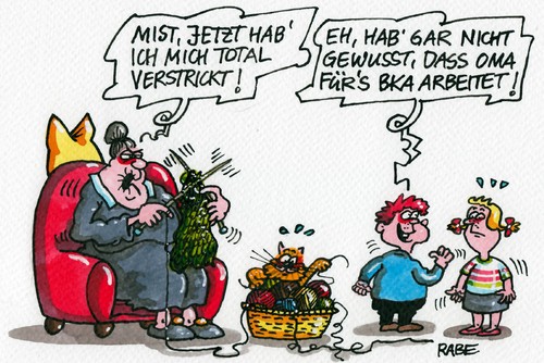 Cartoon: BKA-Oma (medium) by RABE tagged bka,bundeskriminalamt,edathy,edathyaffäre,pornos,kinderpornos,kanada,pornoring,fotos,oppermann,spd,gabriel,friedrich,csu,rücktritt,kinderpornoring,straftat,ermittlungen,festplatte,pc,imternet,rabe,ralf,böhme,cartoonn,karikatur,pressezeichnung,farbcartoon,oma,stricken,stricknadel,wolle,verstrickung,faden,wollknäul,katze,enkel,enkelkinder,junge,mädchen,wollkorb,sessel,kissen,mist,vertrickung,bka,bundeskriminalamt,edathy,edathyaffäre,pornos,kinderpornos,kanada,pornoring,fotos,oppermann,spd,gabriel,friedrich,csu,rücktritt,kinderpornoring,straftat,ermittlungen,festplatte,pc,imternet,rabe,ralf,böhme,cartoonn,karikatur,pressezeichnung,farbcartoon,oma,stricken,stricknadel,wolle,verstrickung,faden,wollknäul,katze,enkel,enkelkinder,junge,mädchen,wollkorb,sessel,kissen,mist,vertrickung