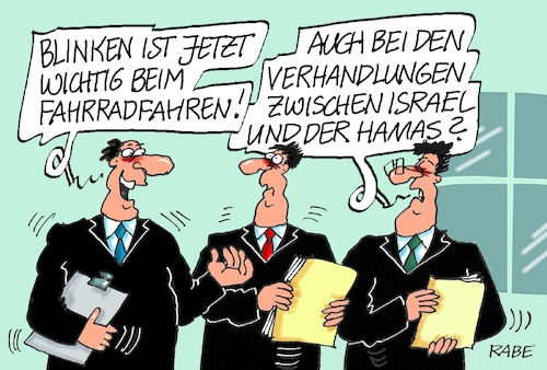 Cartoon: Blinken in Frage (medium) by RABE tagged blinken,aussenminister,usa,verhandlungen,israel,hamas,rabe,ralf,böhme,cartoon,karikatur,pressezeichnungen,farbcartoon,tagescartoon,fahrrad,blinker,pflicht,erlaubnis,abbieger,blinken,aussenminister,usa,verhandlungen,israel,hamas,rabe,ralf,böhme,cartoon,karikatur,pressezeichnungen,farbcartoon,tagescartoon,fahrrad,blinker,pflicht,erlaubnis,abbieger